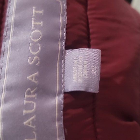LAURA SCOTT plus size Plum burgundy quilted Puffer Jacket coat 2x - Picture 8 of 11